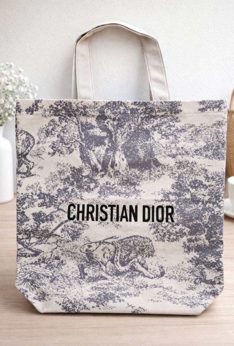 Dior Tote Bag Novelty – Coton – Grand Format – Beige – Très Bon État