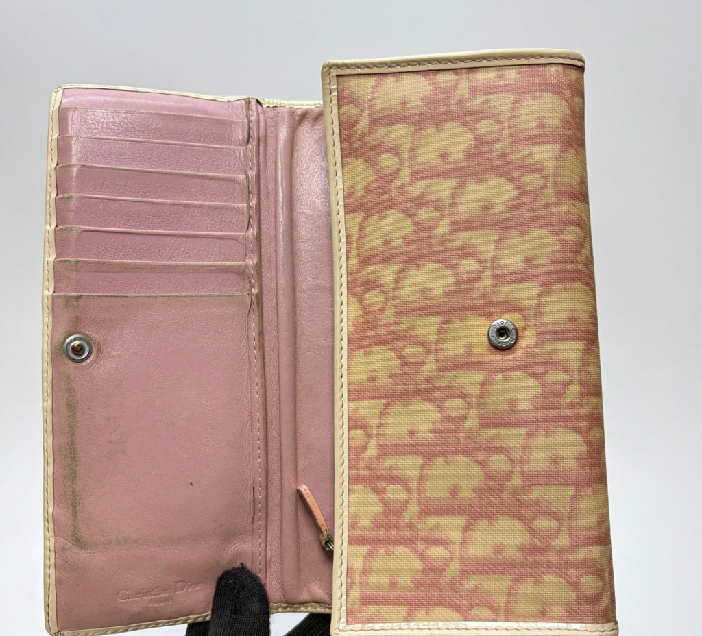 Christian Dior Portefeuille Long – Cuir / Toile – Format Classique – Bon État