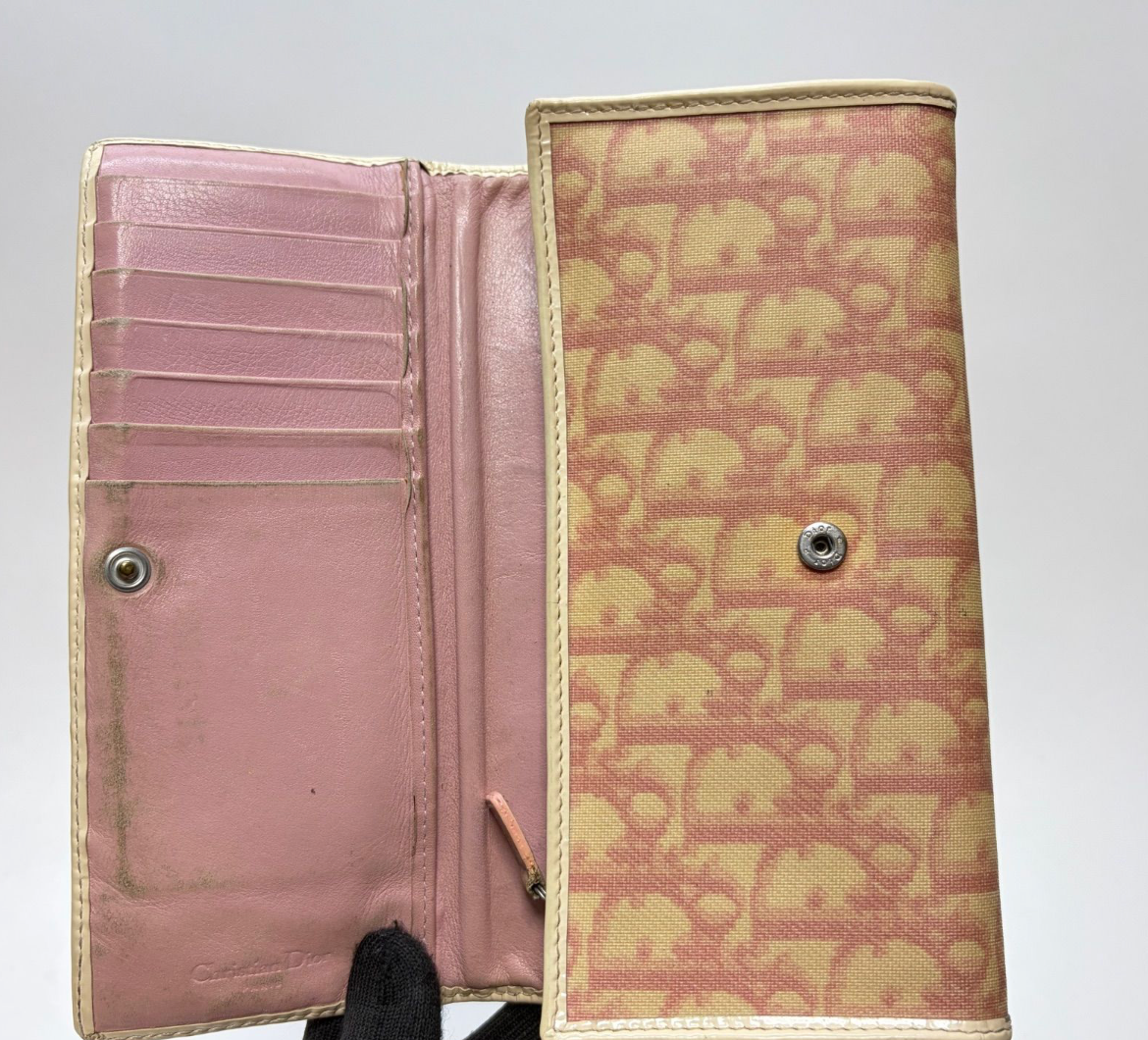 Christian Dior Portefeuille Long – Cuir / Toile – Format Classique – Bon État