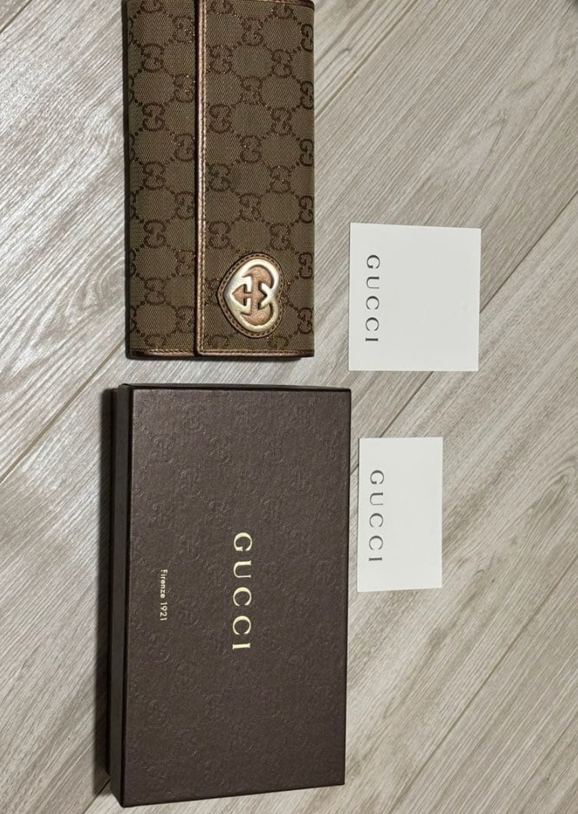 Gucci Portefeuille Long Canvas Marron – Logo Cœur – Avec Boîte & Cart