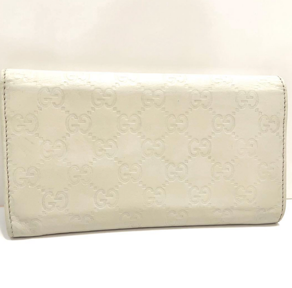 Gucci Portefeuille Long Cuir Blanc – Détails Dorés – Format Classique