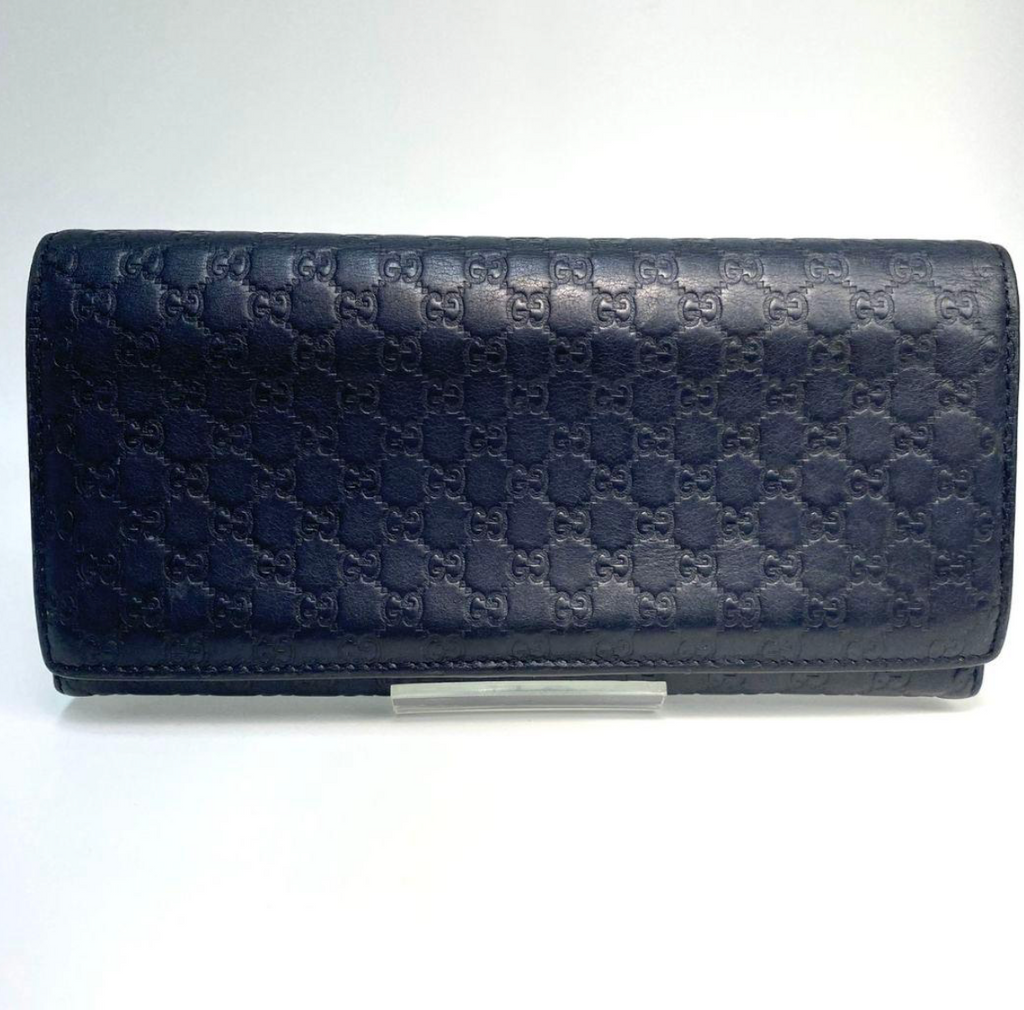 Gucci Portefeuille Long Guccissima Vintage – Cuir Marine – GG