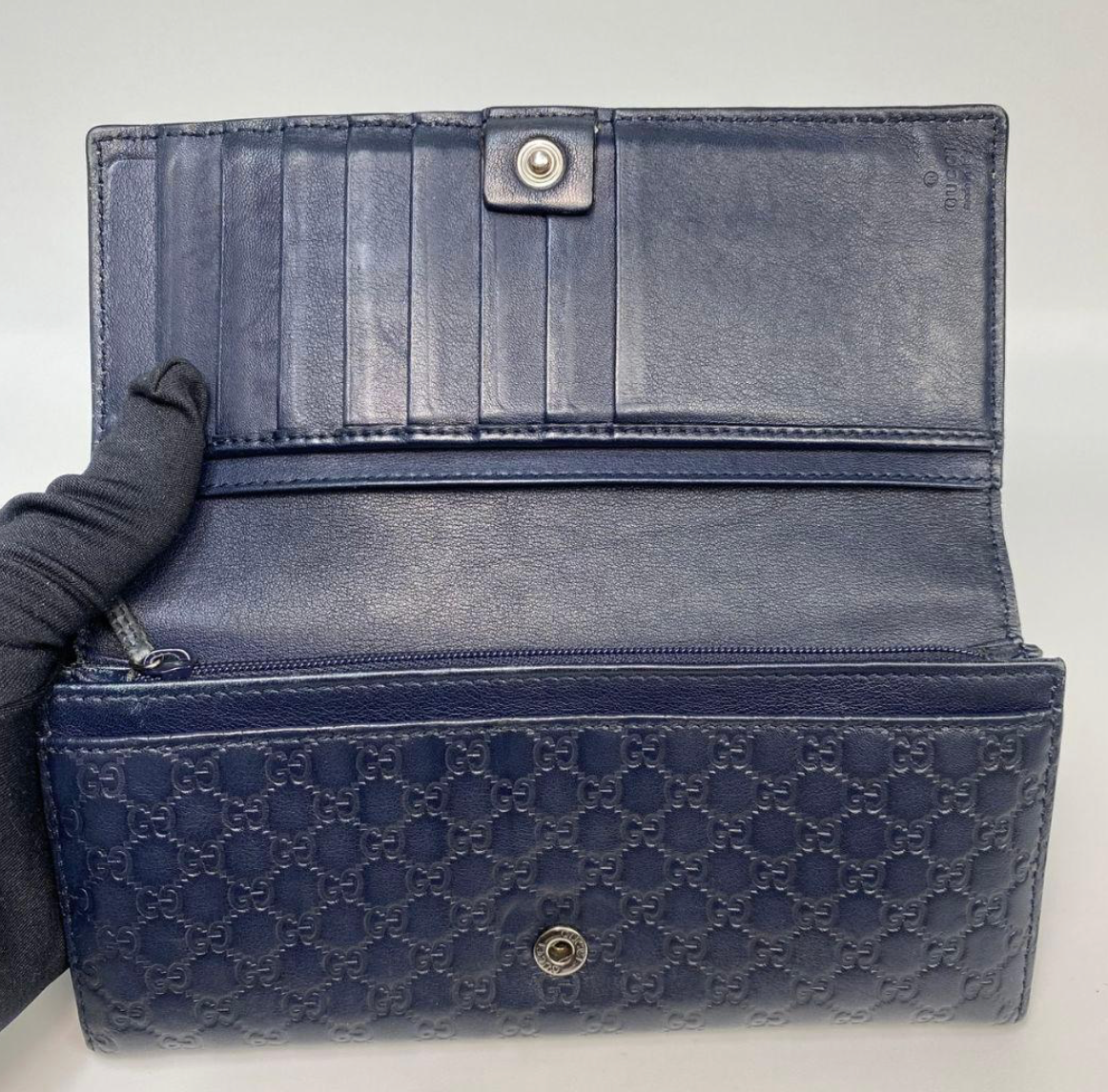 Gucci Portefeuille Long Guccissima Vintage – Cuir Marine – GG
