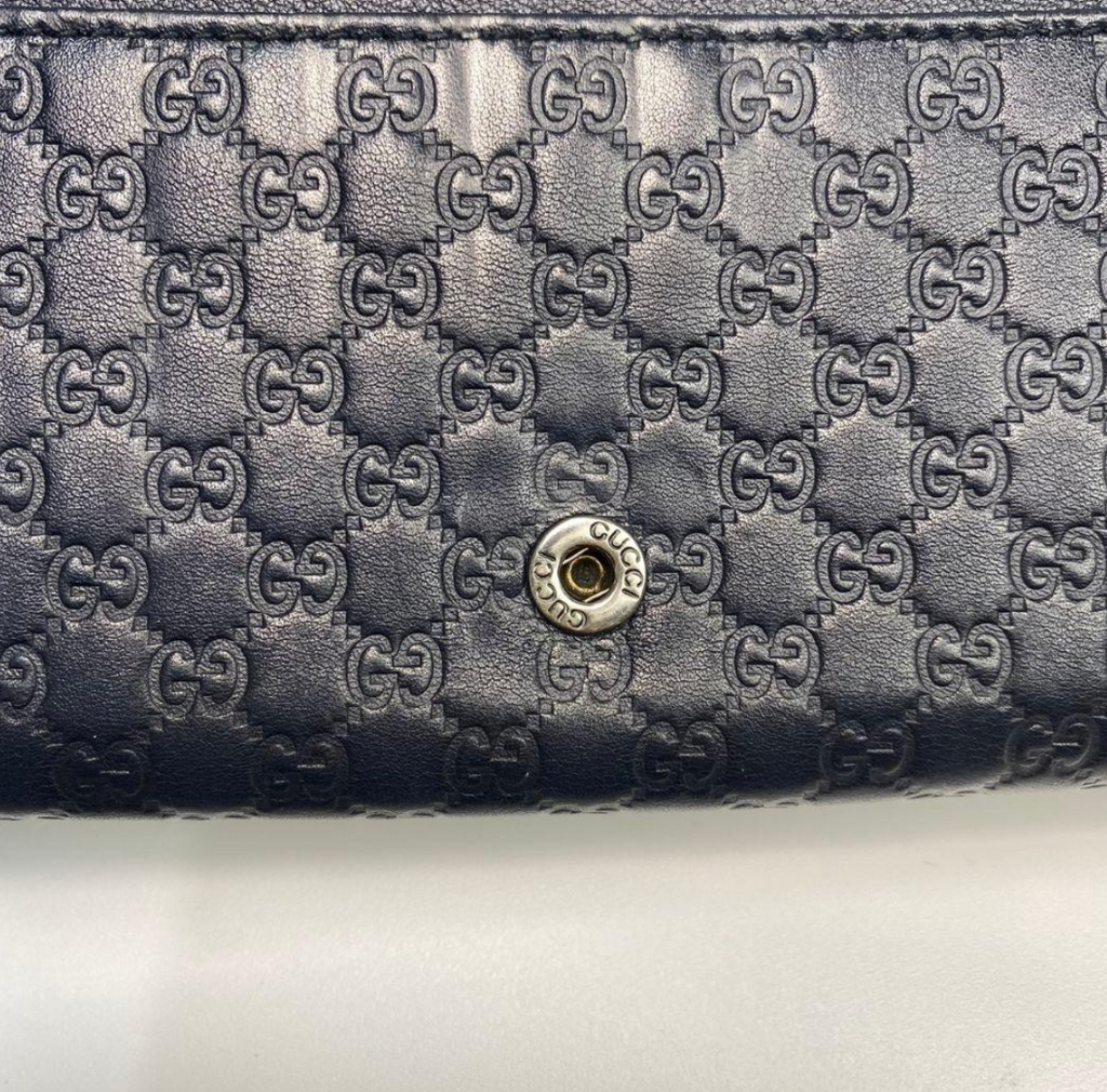 Gucci Portefeuille Long Guccissima Vintage – Cuir Marine – GG