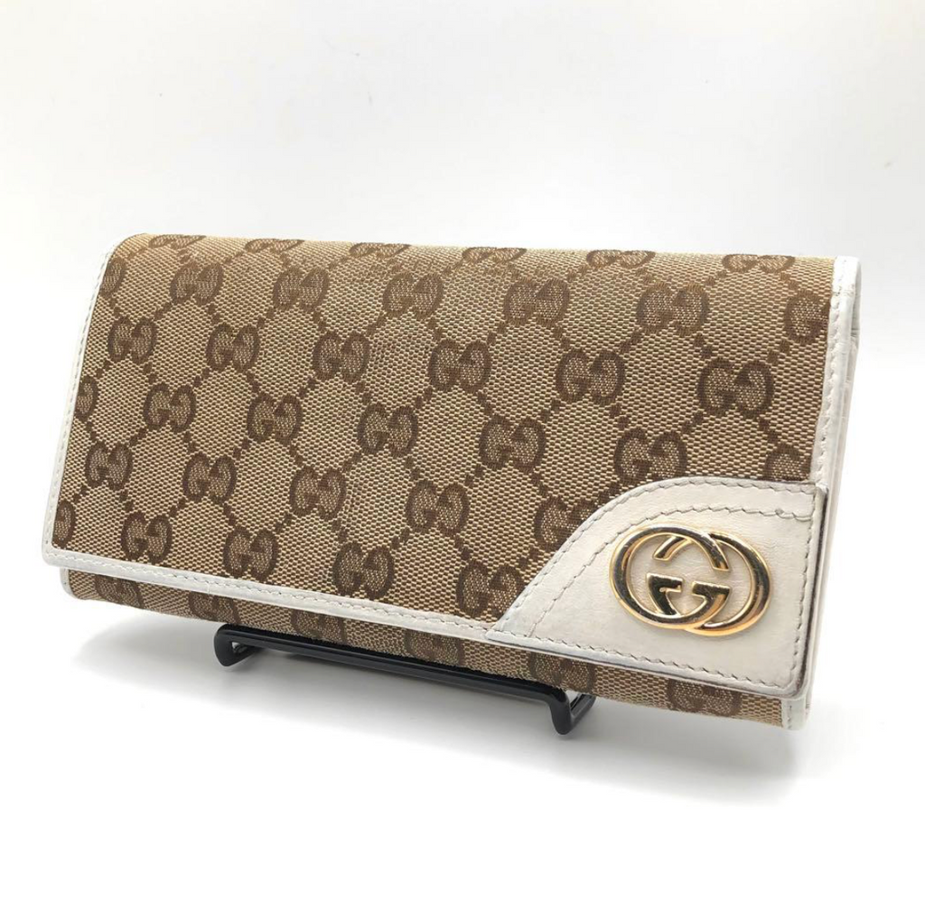 Gucci Portefeuille Long GG Canvas Beige/Blanc