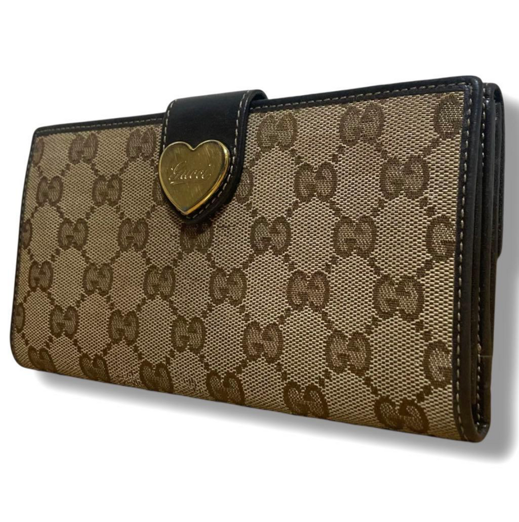 Gucci Portefeuille Long GG Supreme Lovely Heart – Beige/Marron