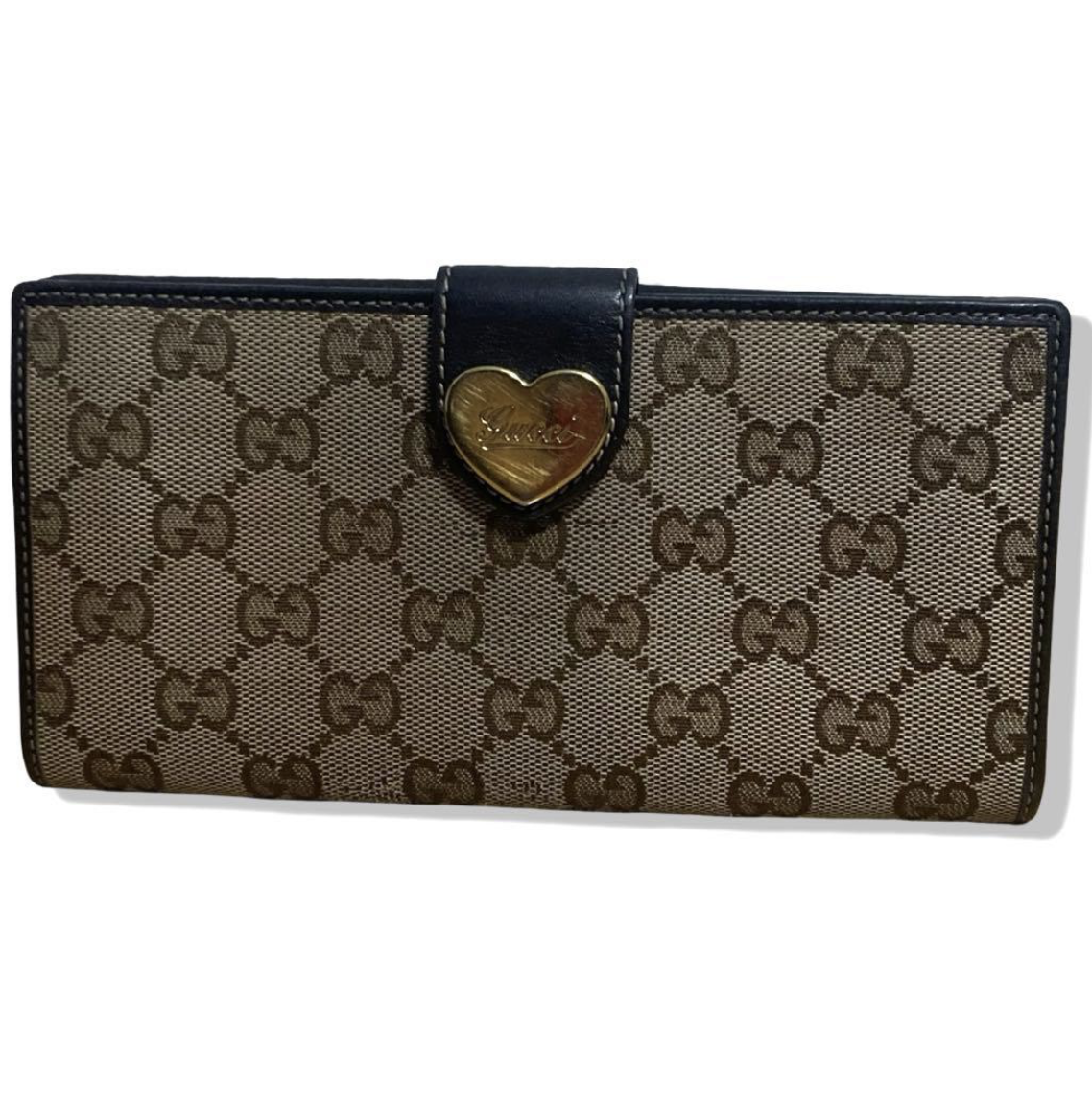 Gucci Portefeuille Long GG Supreme Lovely Heart – Beige/Marron