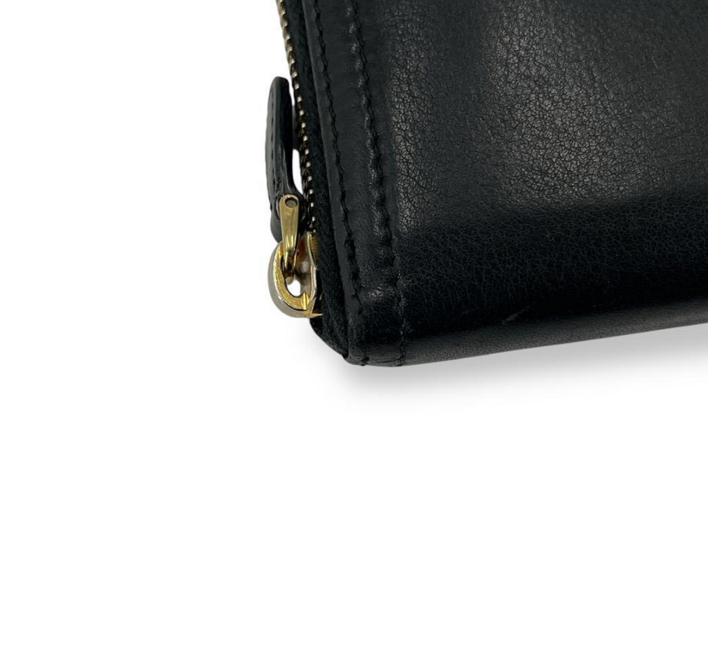 Prada Portefeuille Long Noir Saffiano – Zip – Logo Métal – Unisexe