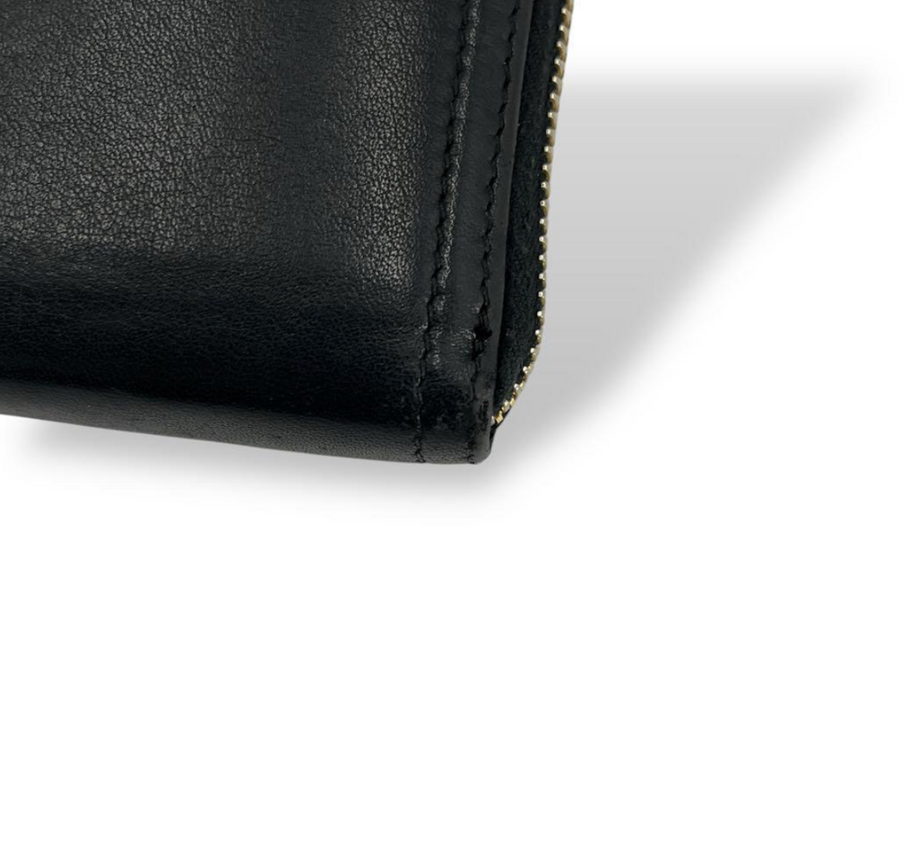 Prada Portefeuille Long Noir Saffiano – Zip – Logo Métal – Unisexe