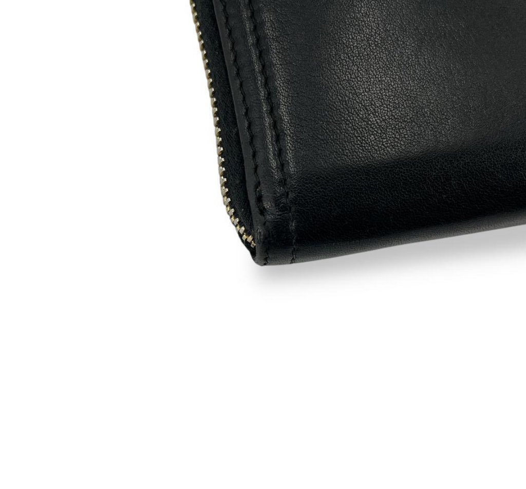 Prada Portefeuille Long Noir Saffiano – Zip – Logo Métal – Unisexe