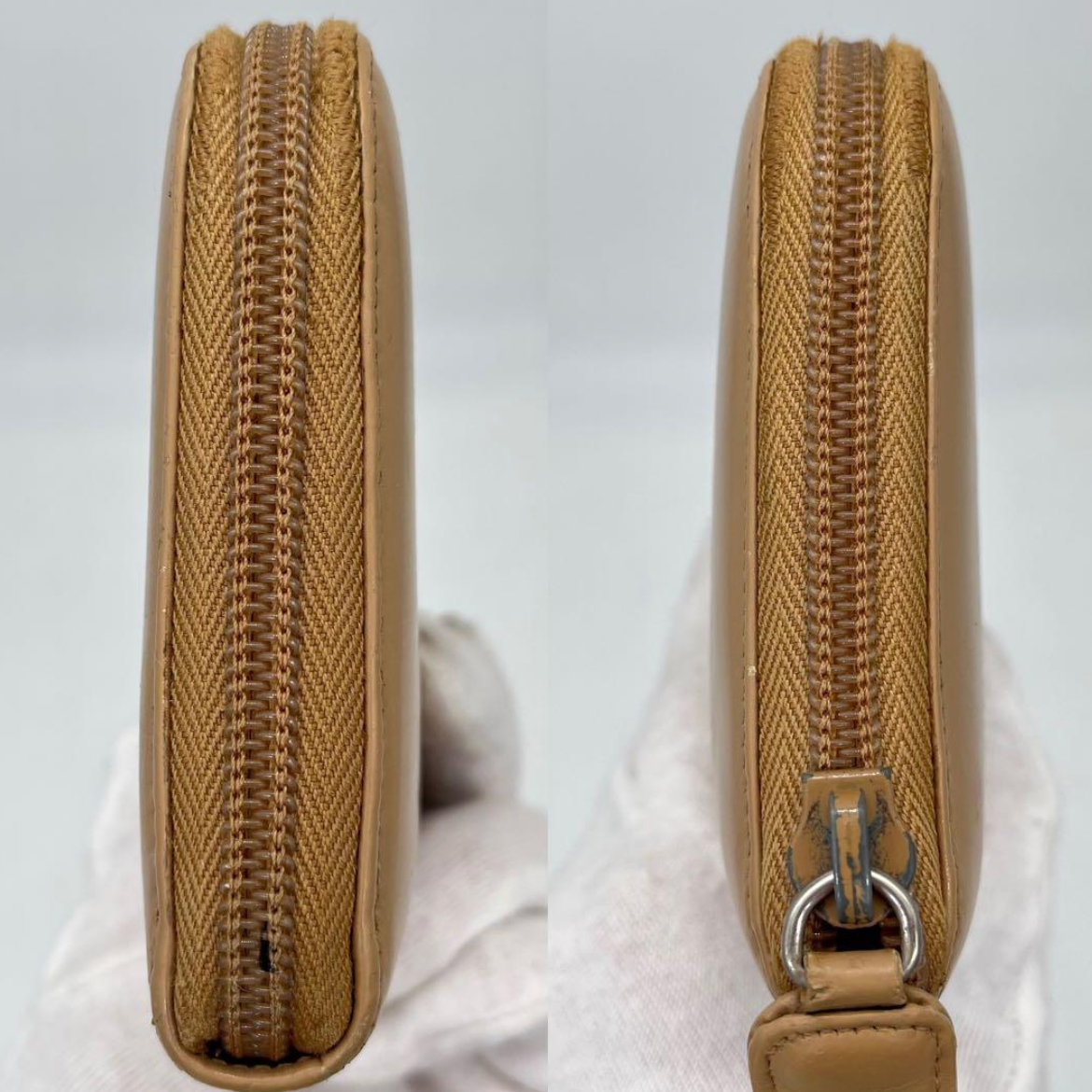 Prada Portefeuille Long Beige – Cuir – Zip – Triangle Logo – Avec Boîte & Carte