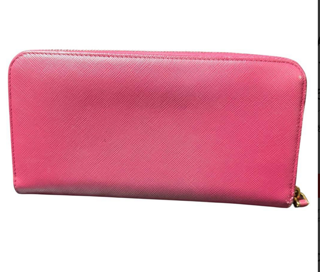 Prada Portefeuille Long Rose Saffiano – Fiocco (Nœud) – Zip – Très Bon État