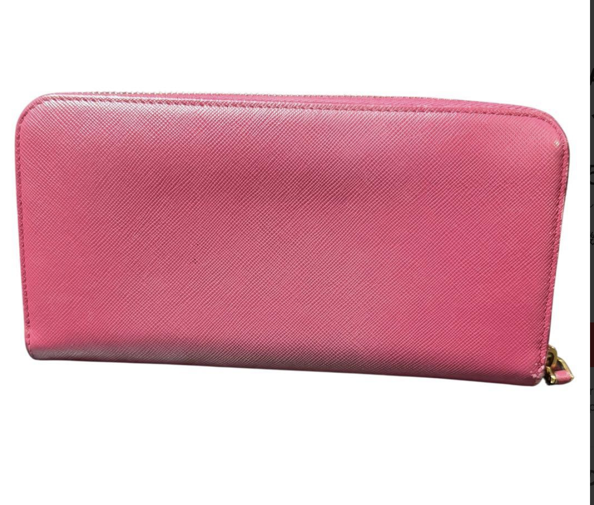 Prada Portefeuille Long Rose Saffiano – Fiocco (Nœud) – Zip – Très Bon État