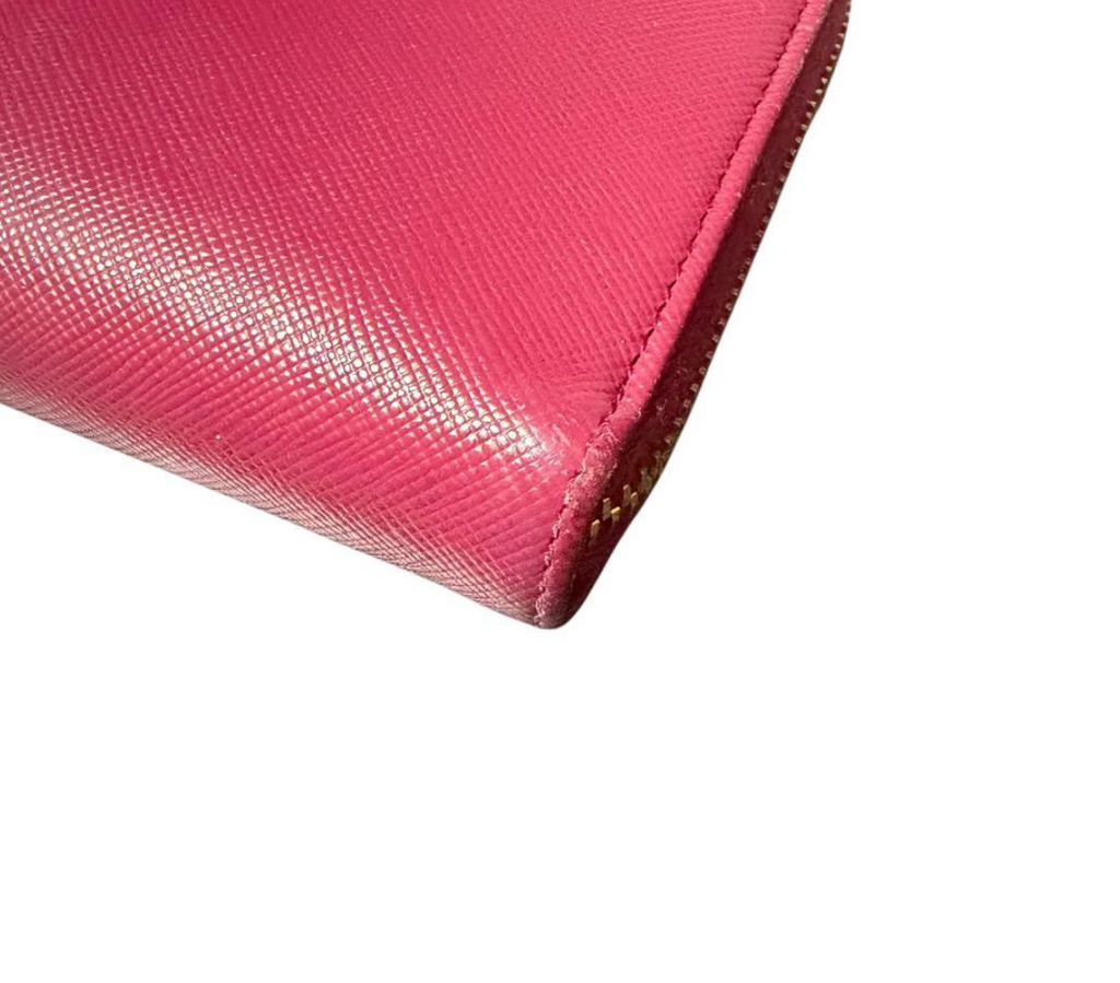 Prada Portefeuille Long Rose Saffiano – Fiocco (Nœud) – Zip – Très Bon État