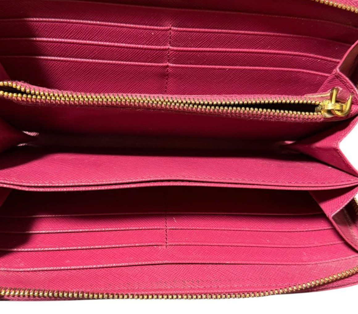 Prada Portefeuille Long Rose Saffiano – Fiocco (Nœud) – Zip – Très Bon État